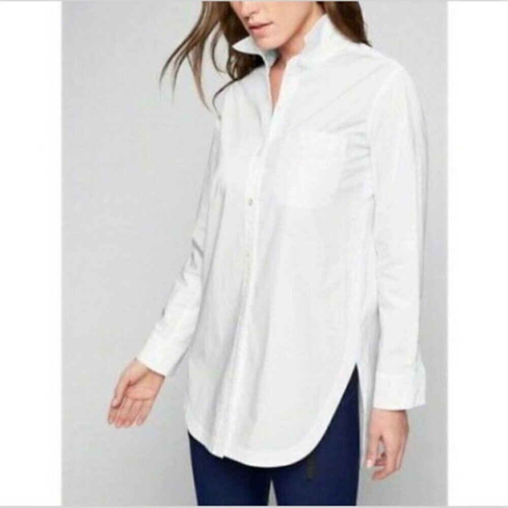 Athleta Long and Lean Passage Button-Up Shirt White XS #122Z